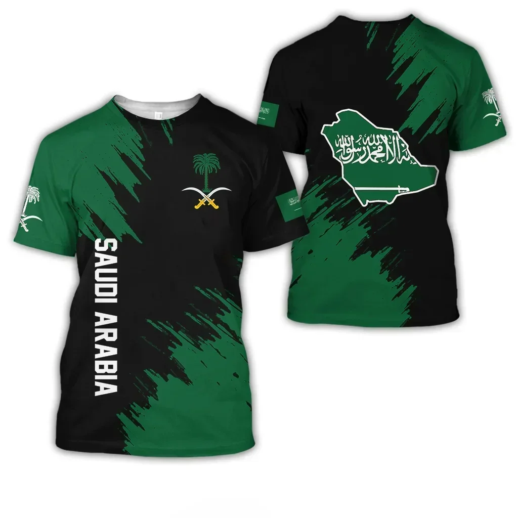 المملكة العربية السعودية العربية السعودية الشرق الأوسط نمط ثلاثية الأبعاد مطبوعة البوليستر تي شيرت الصيف جولة الرقبة الرجال الإناث رداء علوي غير رسمي