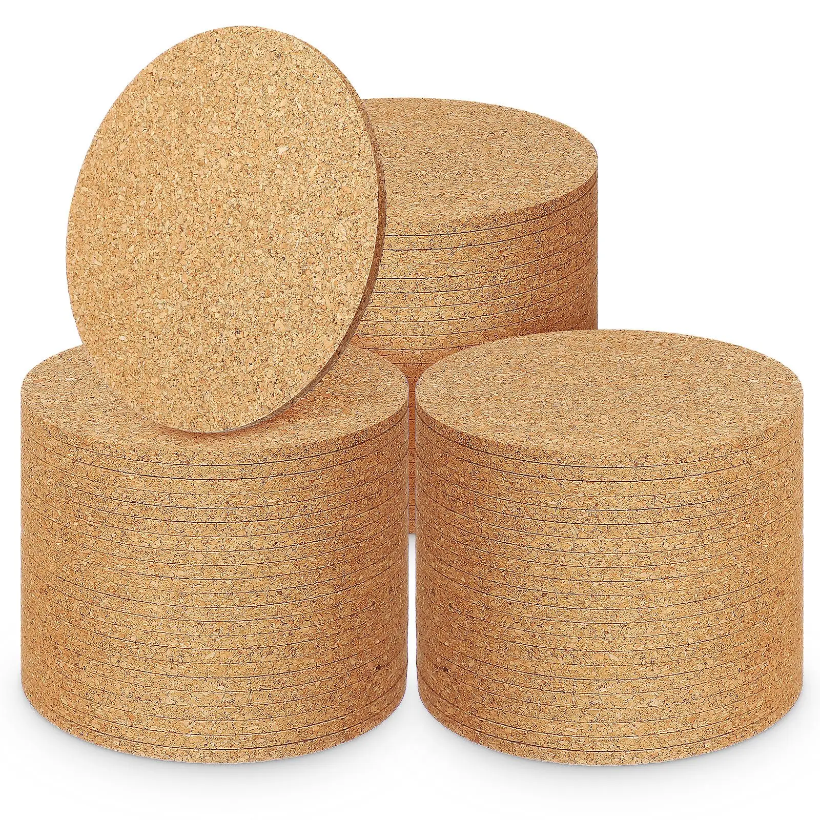 

100pcs Cork Coasters Round Coasters Cork Cup Mat Cork Pads Round Placemat Drinking Coaster Cup Cushion Table Kitchen Home Supply