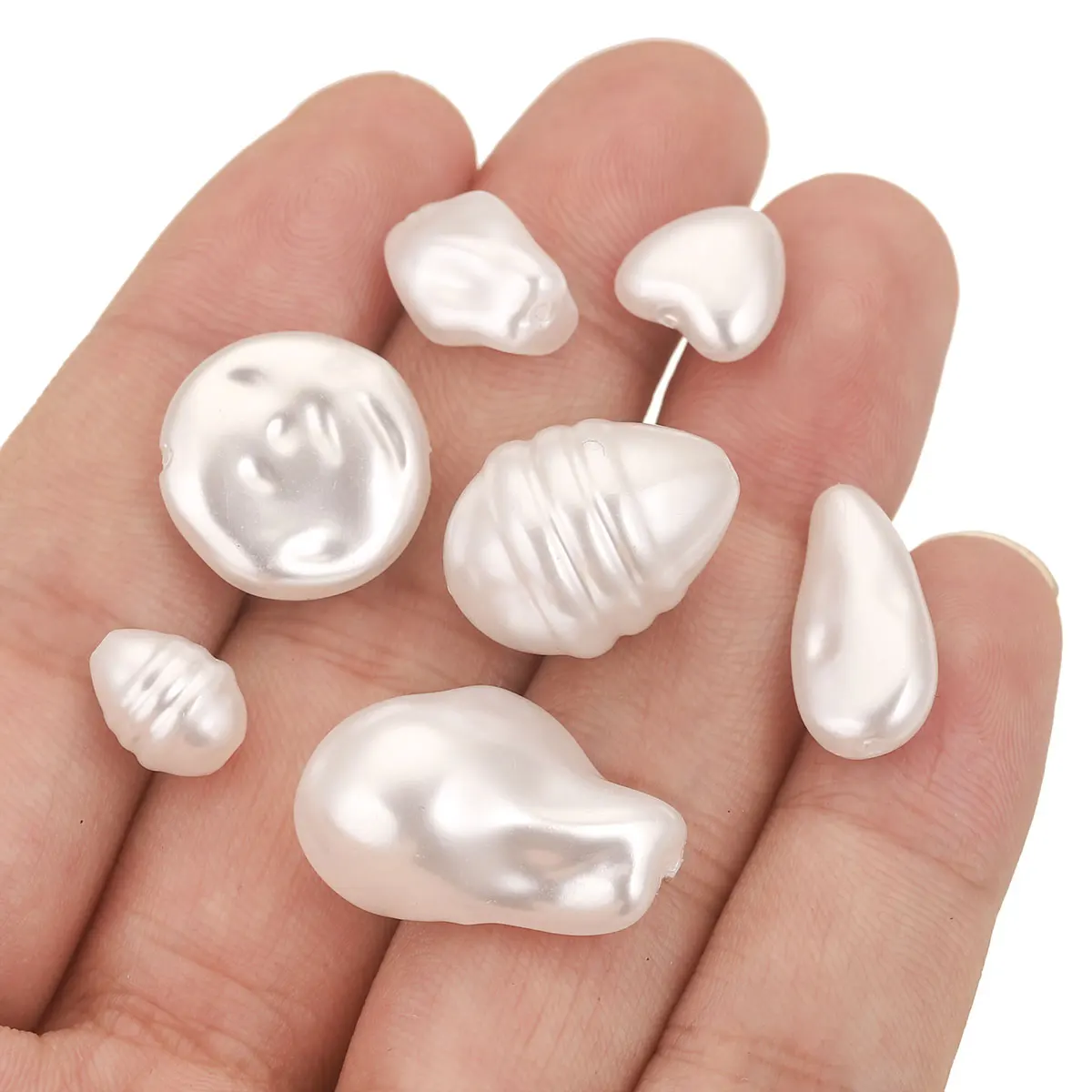 20 stücke Imitation Perle Herz-förmigen Piercing Perle Weiß Unregelmäßigen DIY Halskette armband Ohrring Schmuck Machen Material Großhandel