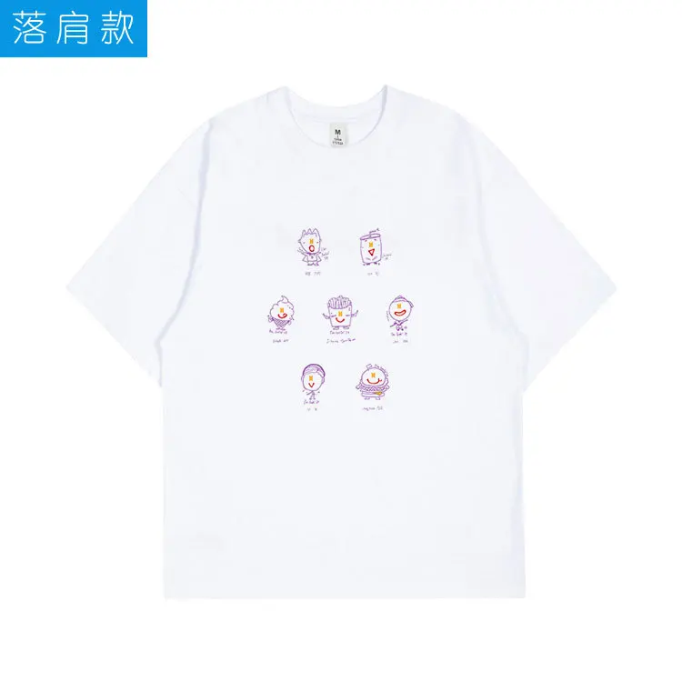 Kpop T Shirt RM SUGA V JIMIN Cartoon Hand Painted Printed T-shirt Cotton Summer Short Sleeves Tee Kawaii Fashion Couples T Shirt image 6