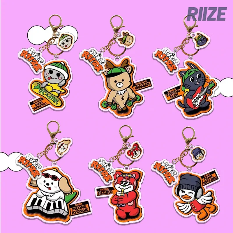 KPOP RIIZE Co-branded Cartoon Acrylic Keychain ANTON SOHEE SEUNGHAN Accessory for Handbag Pendant WONBIN SUNGCHAN EUNSEOK SHOTAR