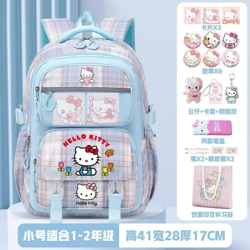 Sanrio tas punggung kapasitas besar anak, tas sekolah kapasitas besar, tas ransel kartun Hello Kitty, tas sekolah anak-anak, baru Hellokitty