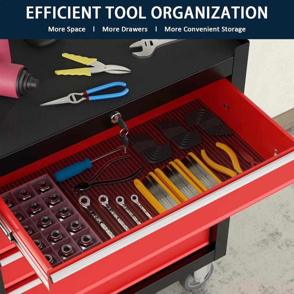 5-Drawer Meatl Rolling Tool Chest with Wheels,Tool Storage Cabinet with Locking System，Toolbox with Wheels for Garage, Warehouse