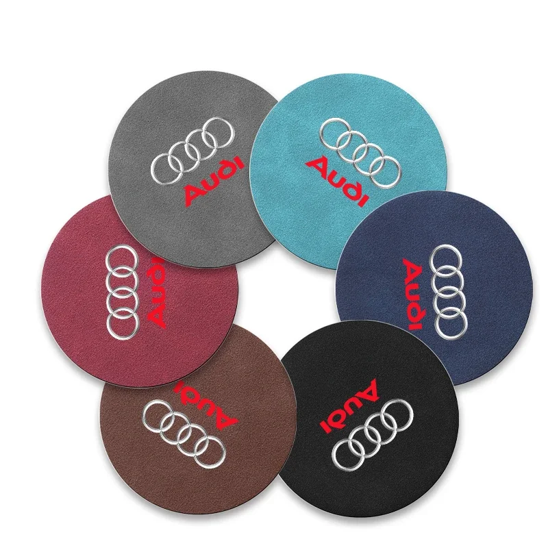 Suede Car Coaster Anti-slip Water Cup Heat Insulation Mat Decor For Audi C7 C6 C5 B5 B6 B7 B8 B9 D3 Q3 Q5 Q7 TT A1 A3 A4 A5 A6