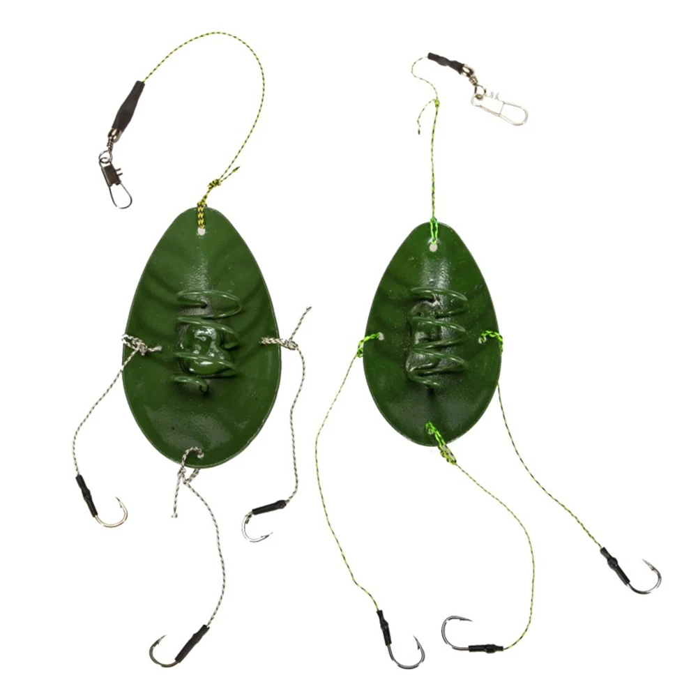 

1pc Bait Carp Fishing Feeder Fishing Baits Cage Hook Rig Set Sinking Artificial Lure Spoon Shaped Metal Fish Bait Cage Line