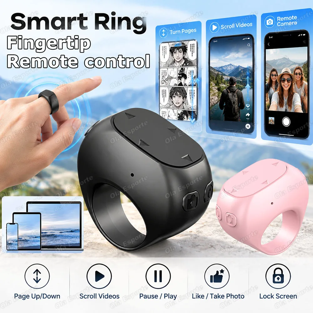 Remote Control Wireless Bluetooth Roller Fingertip Ring Portable Mobile Mice Video Automatic Page Turner Browsing Smartring R11C