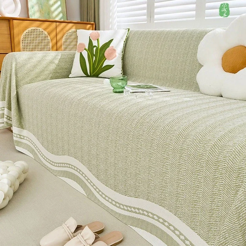Summer Cooling Ice Silk Sofa Towel for Living Room Multifunction Sofa Blanket Protector Cover Universal All Inclusive Cushion
