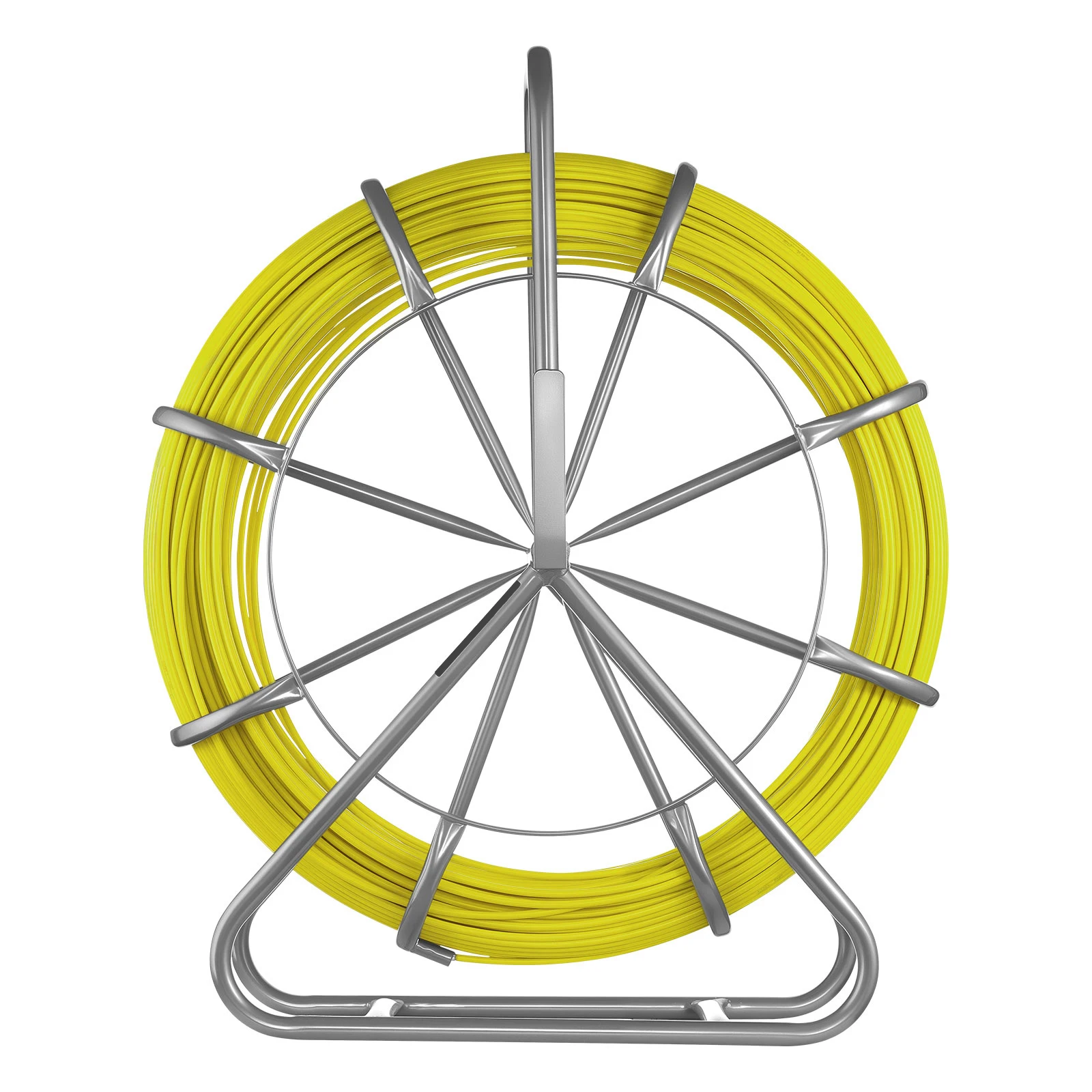 Fish Tape Fiberglass, 500FT 6.3MM, 1/4-Inch Cable Running Rod, Marked Every 5 Feet, Duct Rodder Fishtape Wire Puller with Stand, Fishing Tools for Walls and Electrical Conduit, Non-Conductive