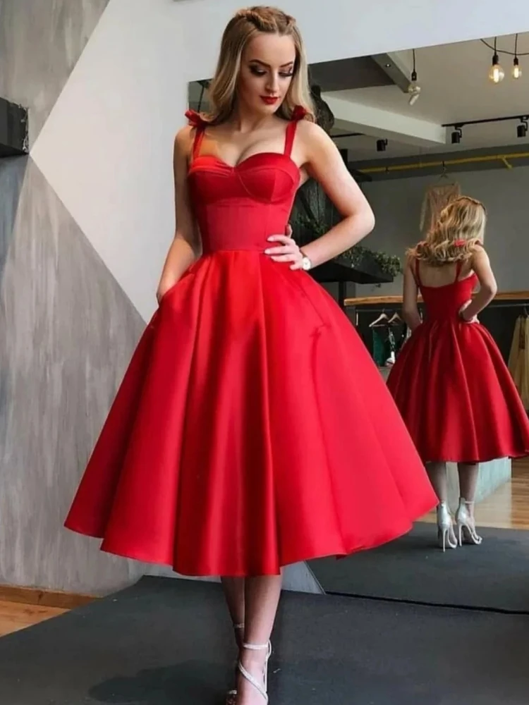 Hot Pink Evening Dress Women Elegant Satin Simple Sleeveless Low Cut Bridal Formal Ball Gowns Trend Pageant Prom Dress