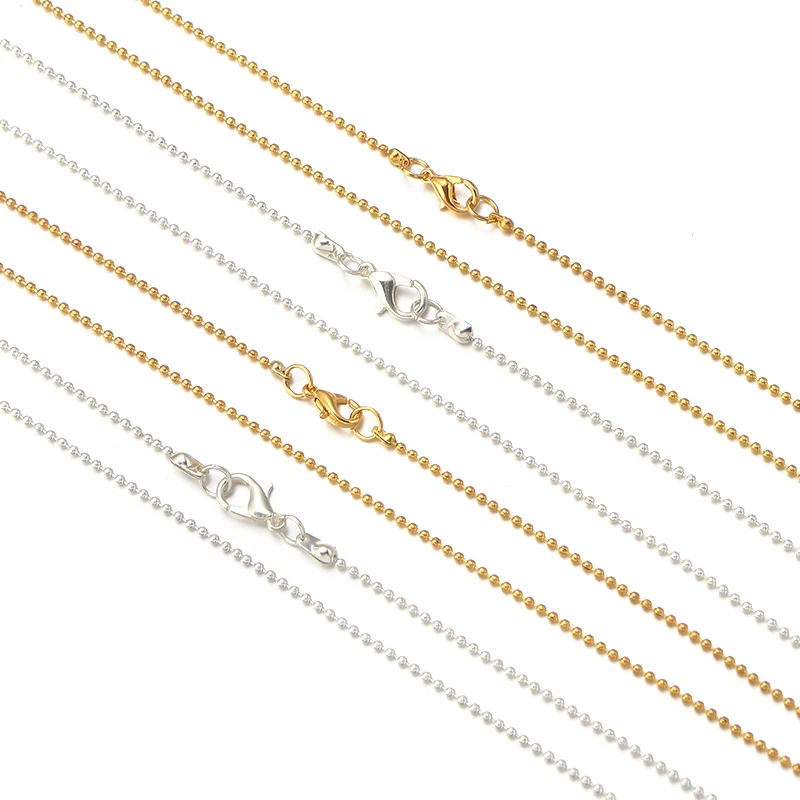 6 teile/los 45 cm Perle Kugel Ketten Halskette Ketten mit Karabiner Gold Silber Überzogene Schmuck Ketten DIY Halskette Armband – Detail 4