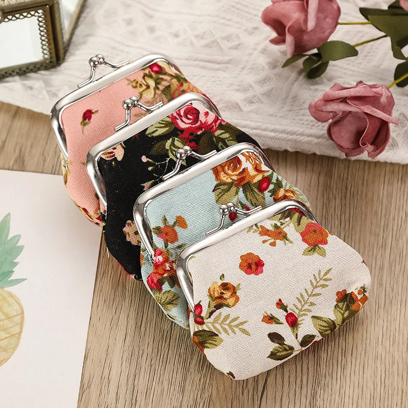 

12 PCS Fashion Cotton Rose Coin Purse Cute Lovely Women Small Change Money Bags Key Holder Case Wallet Mini Pouch Souvenir