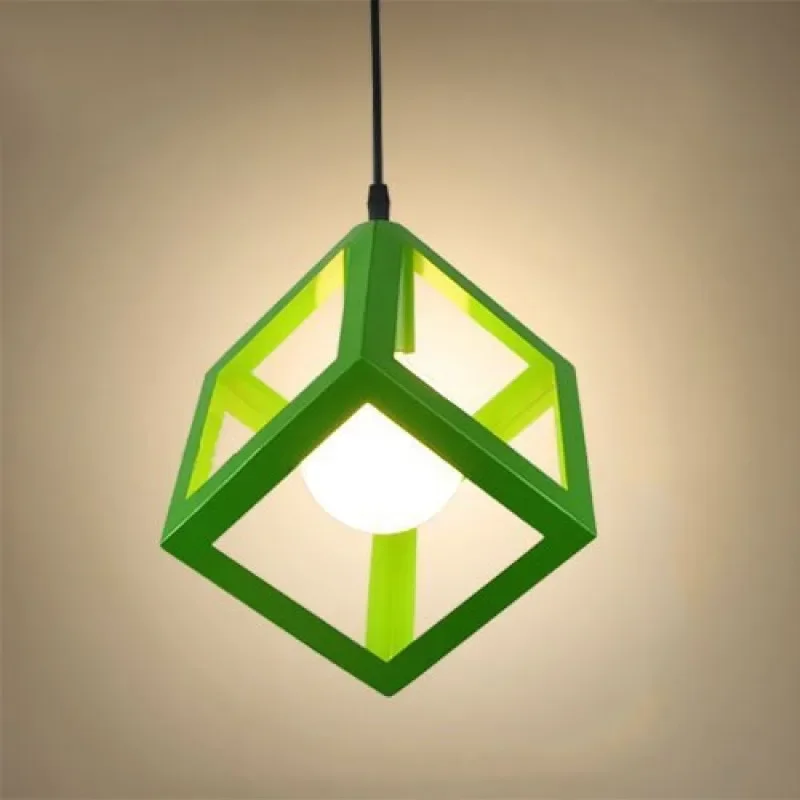 American Modern Simple Iron Art LED Chandelier Bedroom Living Room Dining Room Pendant Lamp Room Decoration Square Pendant Light