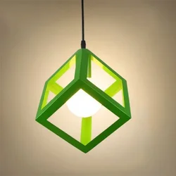 American Modern Simple Iron Art LED Chandelier Bedroom Living Room Dining Room Pendant Lamp Room Decoration Square Pendant Light