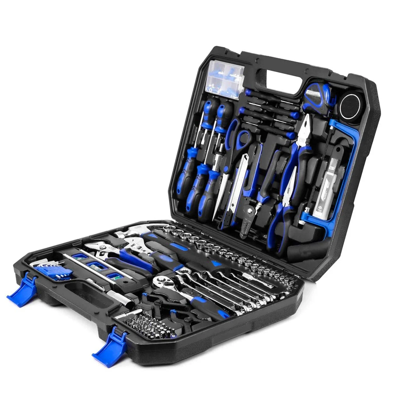 High Quality 173pcs Home Repair Hand Tool Kit with Plastic Toolbox Storage Box