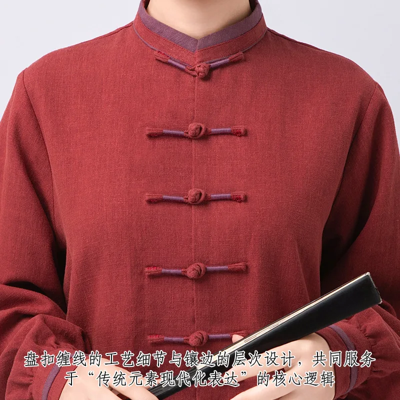 Chinese Martial Arts Performance Tai Uniform Gong fu Wushu Suit Taiji Clothing  Women's New Cotton and Linen Thickened view 3