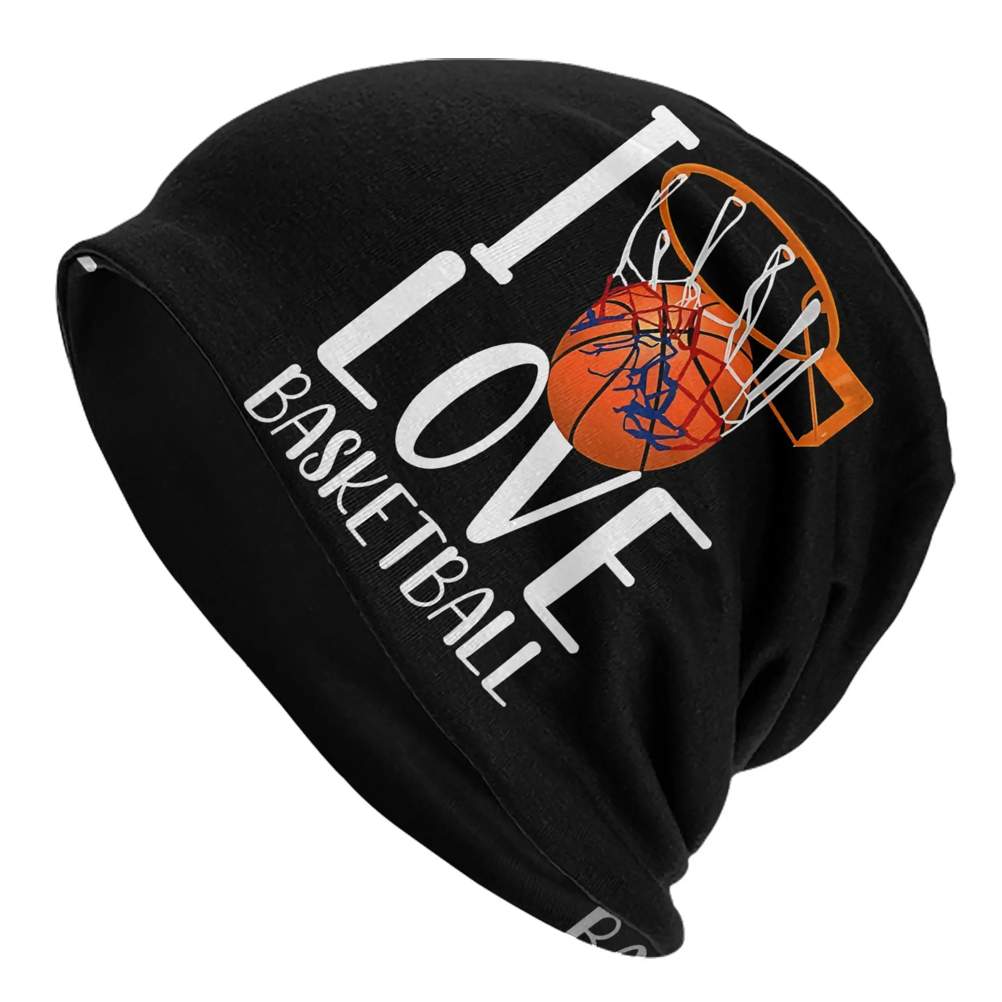 Vintage I Love Basketball Bonnet Hat, Polyester Thin Hat for Men Women, Autumn Spring Warm Cap Street Skullies Beanies Caps