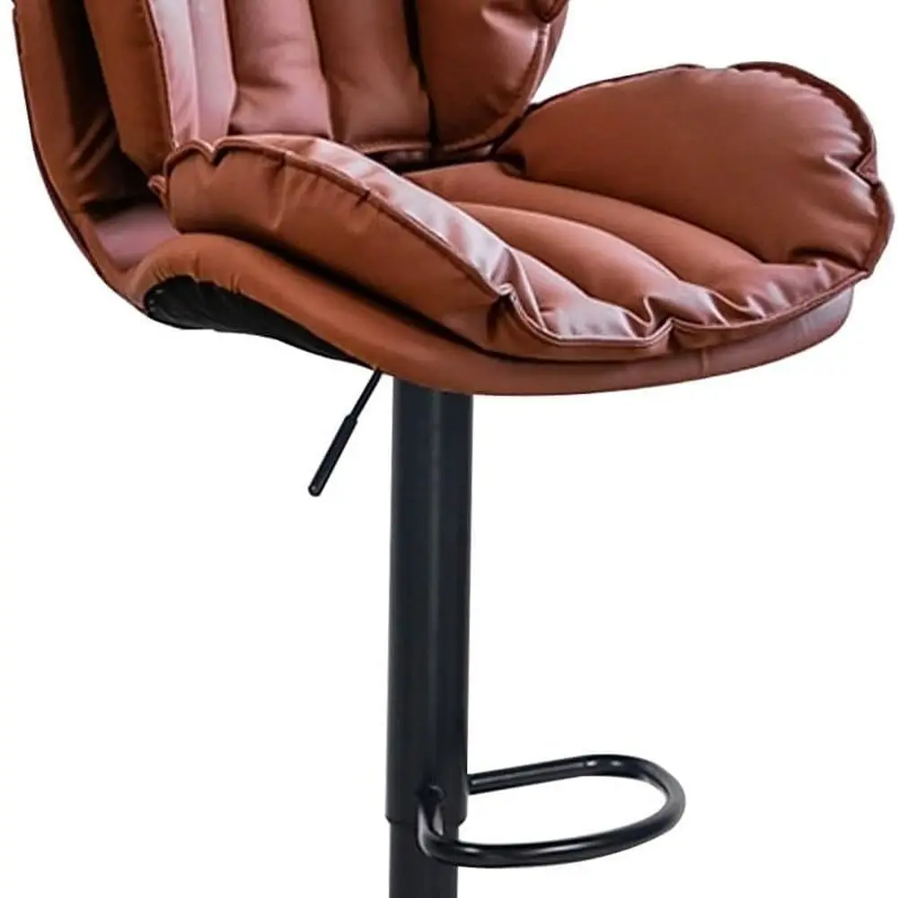 Tabouret de bar pivotant réglable avec dossier, 23,6-31,5 pour îlot de cuisine, salle à manger, bureau - Marron