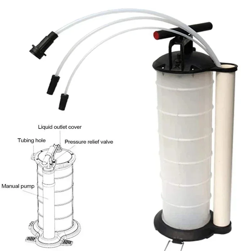 7L Manual Vacuum Oil Fluid Extractor Pump Car Truck Boat Fuel Pump Oil Changer Liquid Change Petrol TransferTank Dispenser