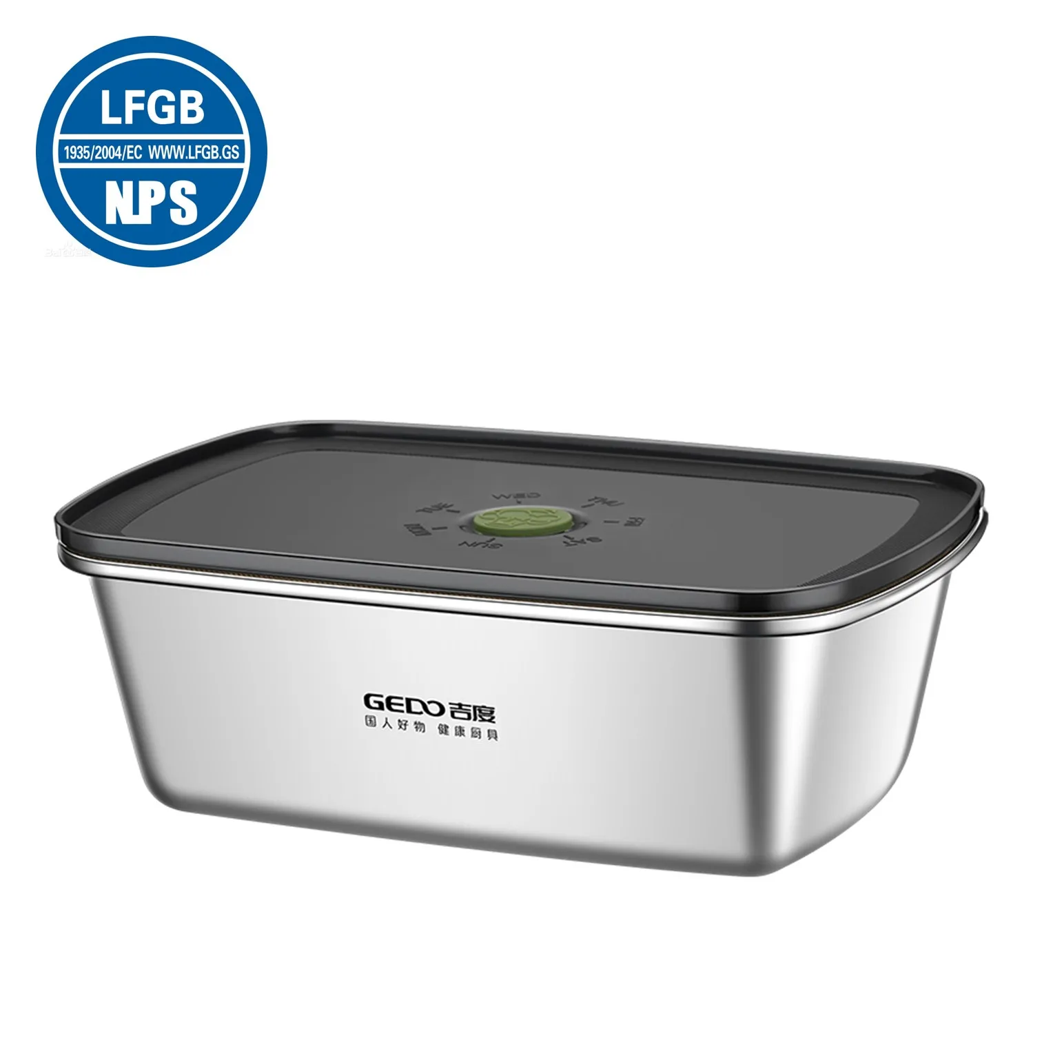 

LFGB Certification 304 Stainless Steel Fridge Storage Box Slight Vacuum Food Preservation Box Well Sealed Crisper for Seafood