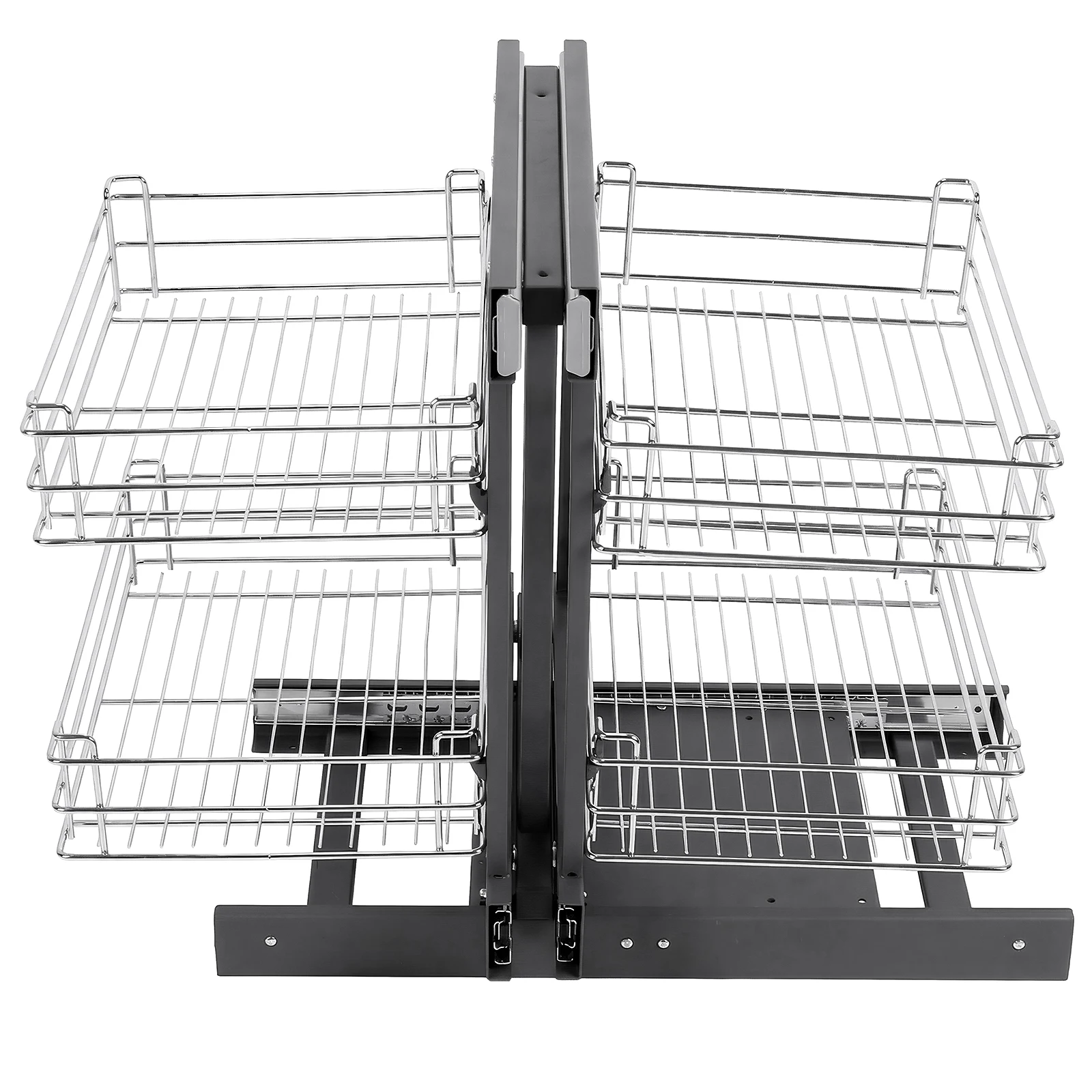 

Dual Tier Pull-Out Basket Damping Buffer Blind Corner Pull Out Organizer 4 Shelves for Blind Corner Kitchen Or Bathroom