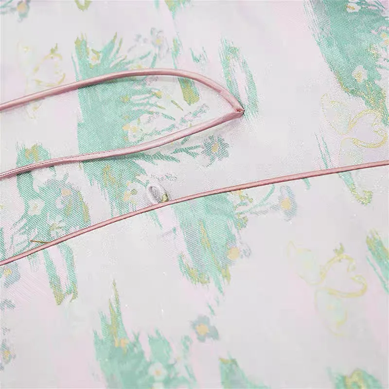 BirdTree-Song Brocade Silk Elegant Coat, O Neck Long Sleeve Lace-up, Women Retro Commute Loose Cardigan Coat, 2025 Fall C5O763CC