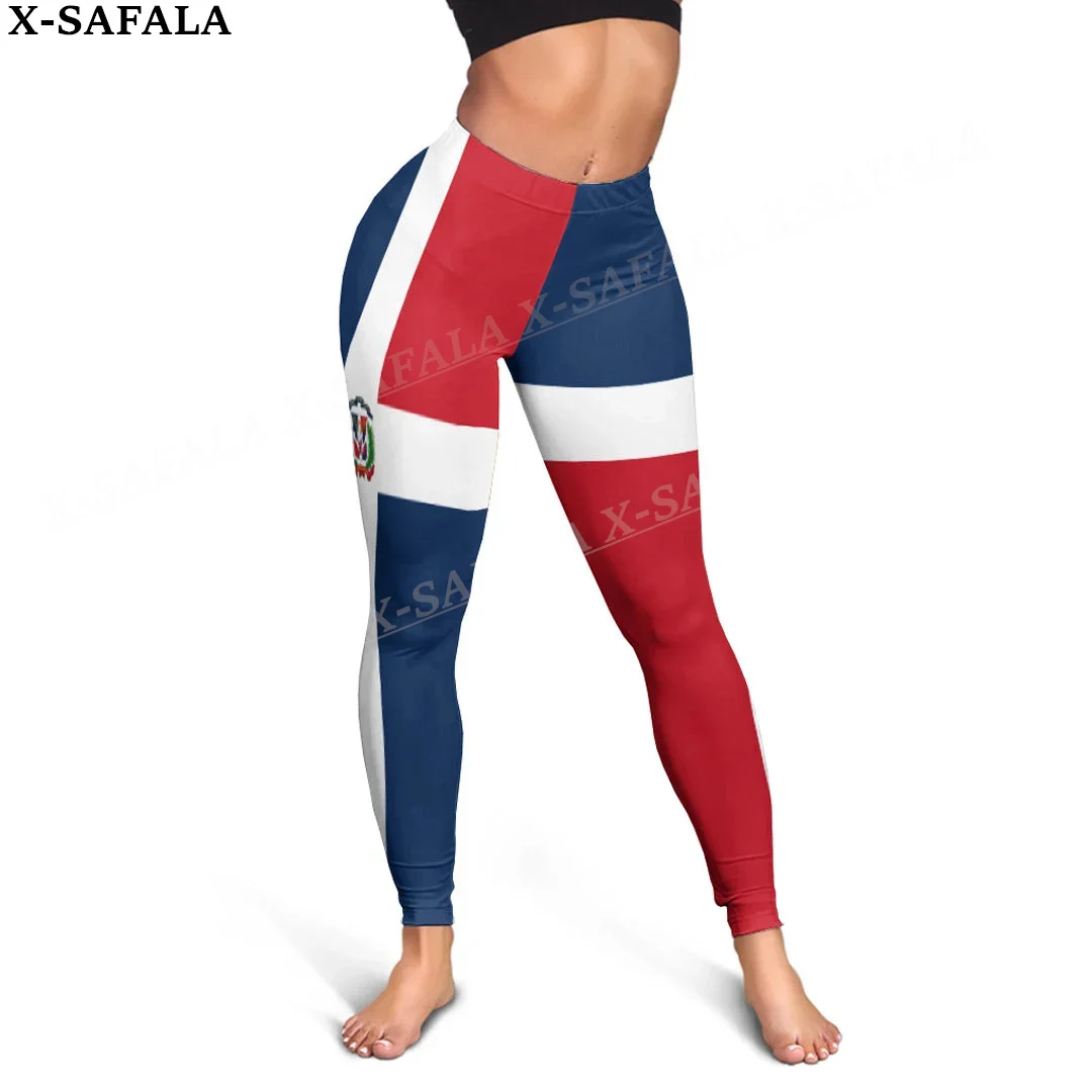 Dominican Republic  Coat Of Arms Country Leggings 3D Print Women Yoga Girl Stretch GYM Slim High Waist Legging Summer Sports-3