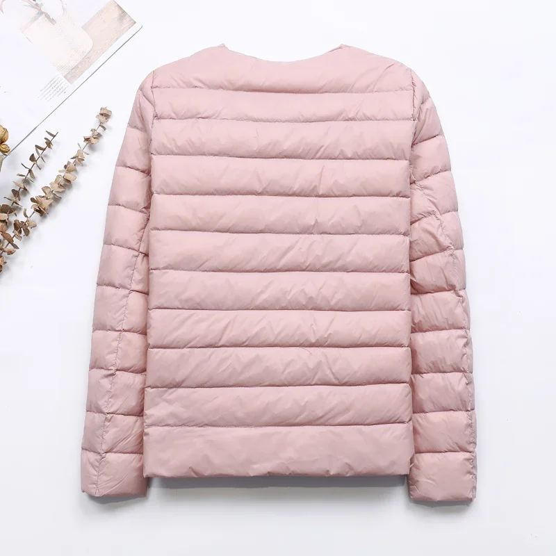 Ultra Light Duck Down Jacket Women 2023 Autumn Winter Slim Short Collarless Down Coat Female Windproof Parka Portable Outerwear