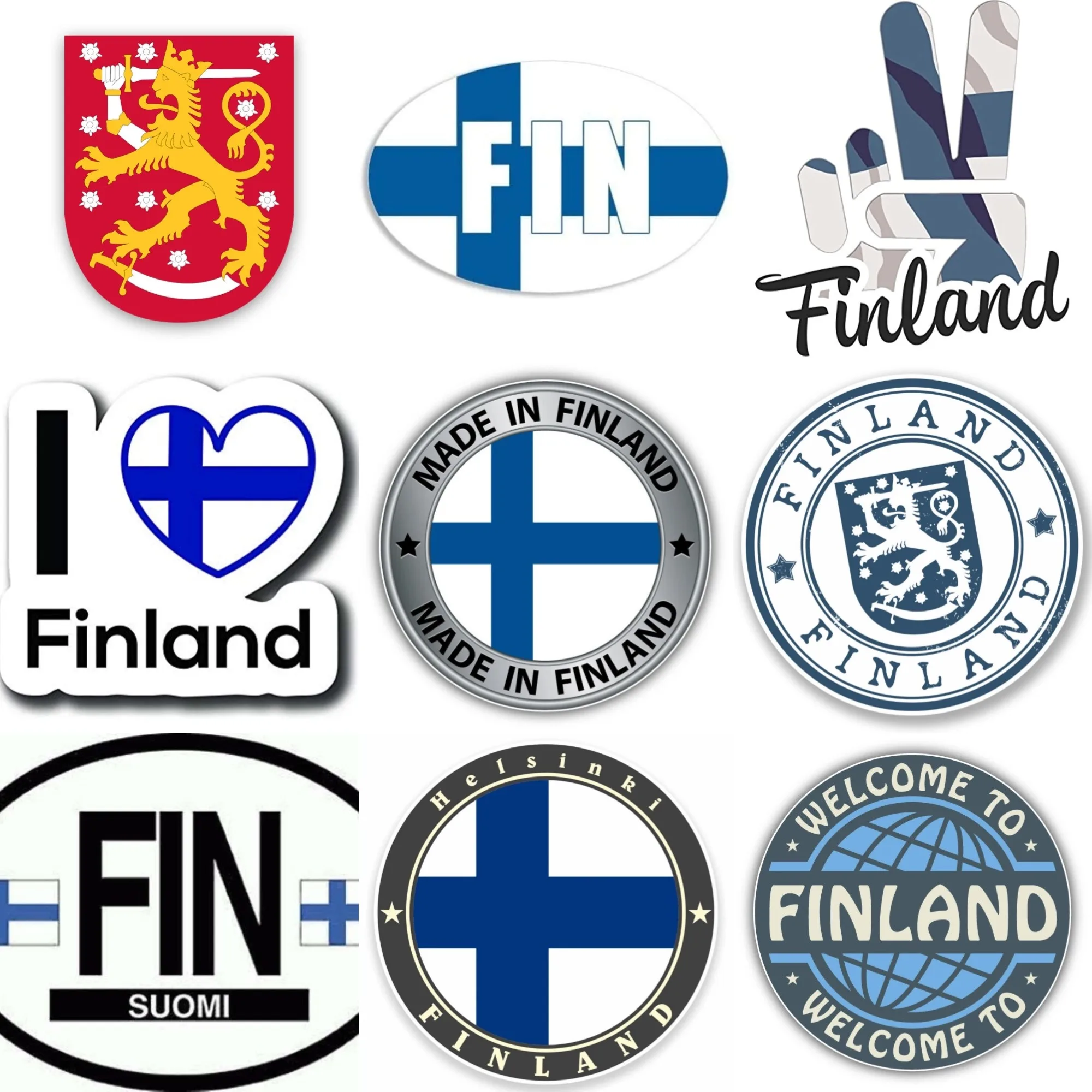 

Finland FIN Flag Map National Emblem Creative PVC Sticker for Decorate Car Van Bicycle Truck Window Fridge Wall Decal Accessorie