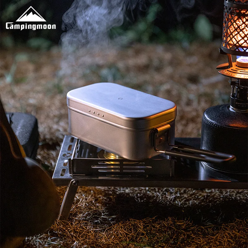 Outdoor Supplies Hard Oxidized Aluminum Portable Lunch Box Open Fire Heating Picnic Camping Lunch Box Aluminum Lunch Box