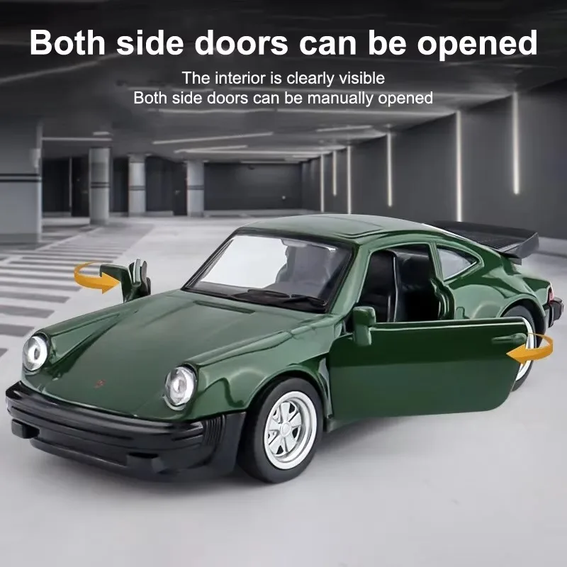 Modelo de coche de juguete Porsche 911 Turbo a escala 1/36, aleación fundida a presión, carreras Retro con escala extraíble, modelo ornamental, regalo para niño