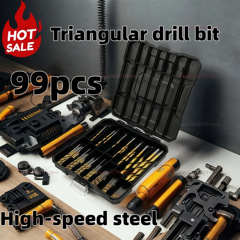 Zestaw 99 wierteł krętych z tytanu, wiertła ze stali szybkotnącej do drewna, żeliwa i metalu, antykorozyjne i trwałe.