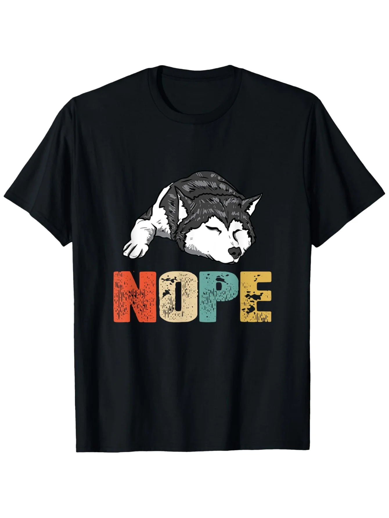 

Vintage Siberian Husky "Nope" T-Shirt - 100% Cotton S-XXXL, Black Dog Lover Tee
