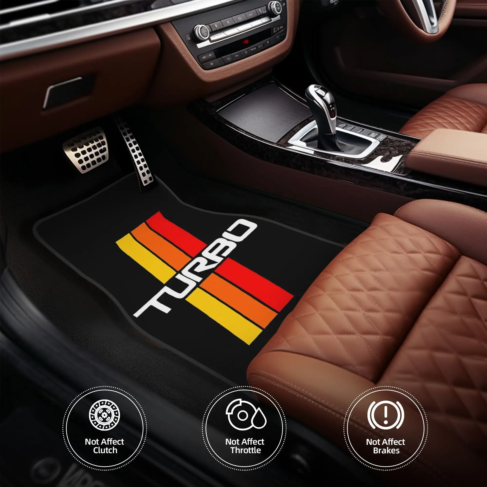4pcs For TOYOTA Turbocharged Off-Road Vehicle Car Floor Mats Set - Heavy-Duty All-Weather Fit Auto Floor Liners, Red & Yellow St