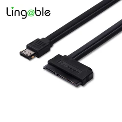 Lingale esata usb esatapデュアル電源12v 5vケーブルesatap sata 7 + 15 22Pinデータハードディスクアダプタケーブル2.5 