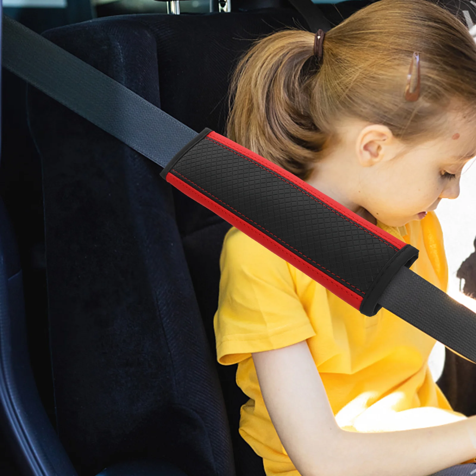 

Car Shoulder Pad Cover PU Comfortable Cushion Breathable Design Pressure Relief Shoulder Strap Cover Car