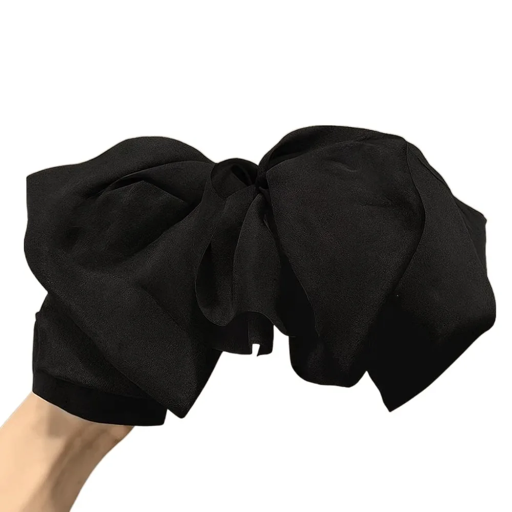 

Fashion Elegant Hair Bows Solid Color Chiffon Bowknot Hairpins Large Shimmering Mesh Bow Hairpin for Girl Women