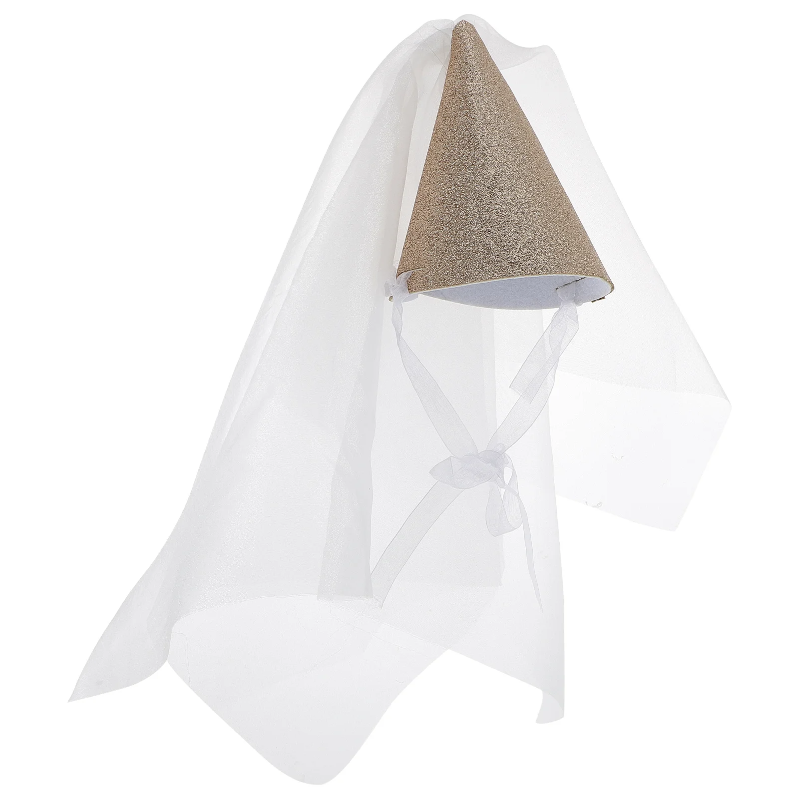 

Girl Cone Hat with Tulle Sequins Birthday Party Accessory Soft Comfortable Wear Fine Texture Memorable Pictures