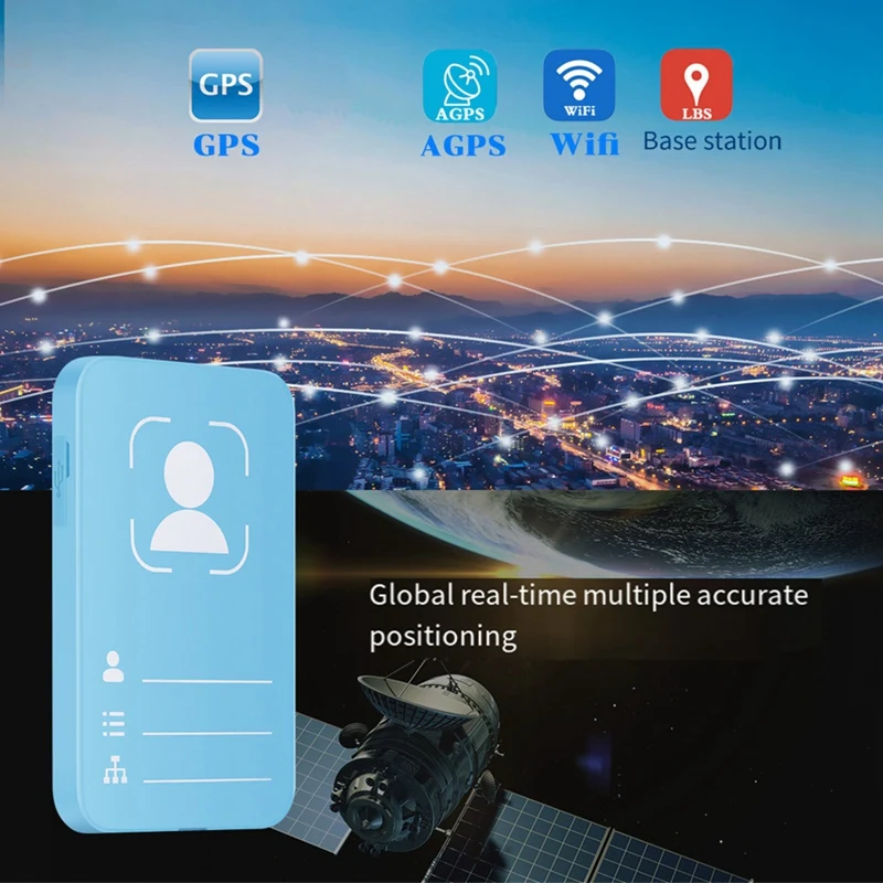 4G GPS Locator Personal Emergency Response Alarm Blue Student Worker ID Card For Student Elderly