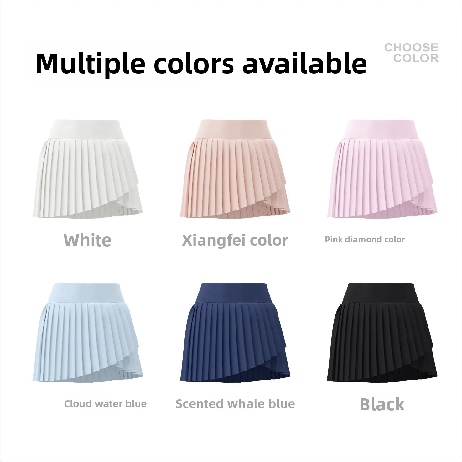 New Women's Two-Piece-Style Yoga Shorts with Slit To Prevent Exposure Pleated Skirt Pockets and High-Waisted Sexy Fitness Shorts