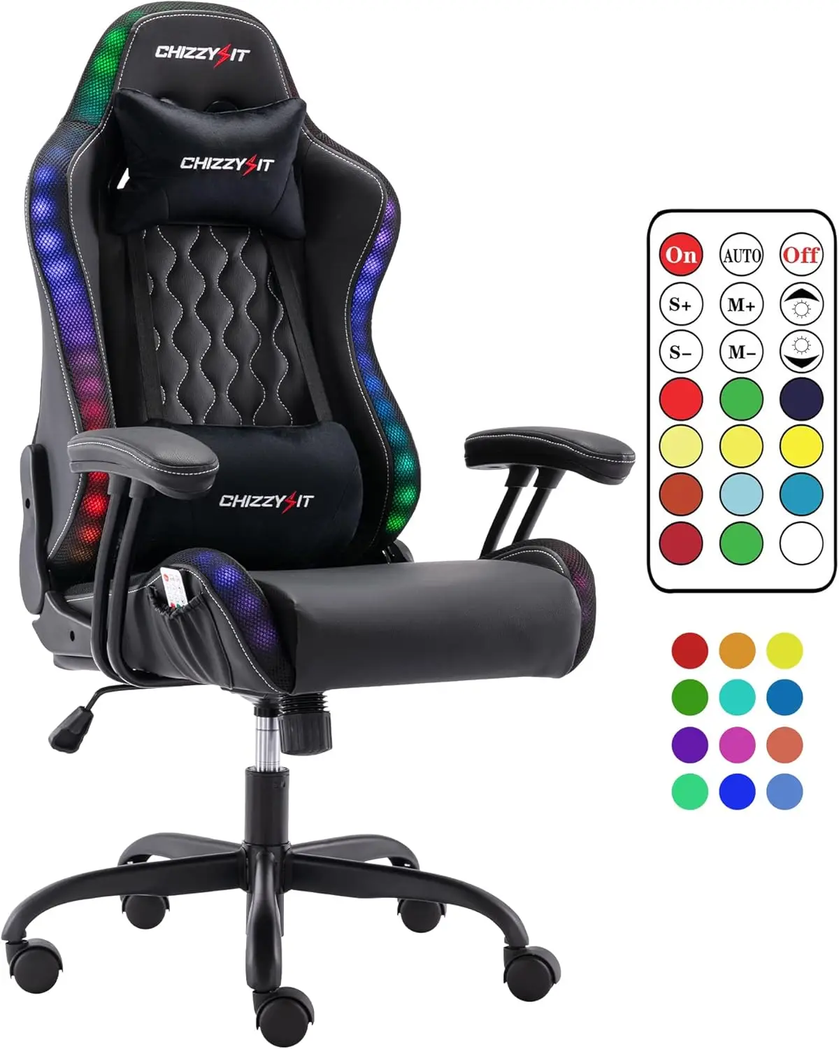 

Chair for Kids with RGB LED Lights, Kids Gaming Chairs Ages 8-14, Led Gaming Chair with Adjustable Lumbar Support and Hea