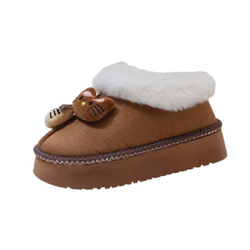 Kawaii Hello Kitty Plush Thick Soled Warm Snow Boots For Women'S Winter New Style Plush Warm And Comfortable Cotton Shoe Gift