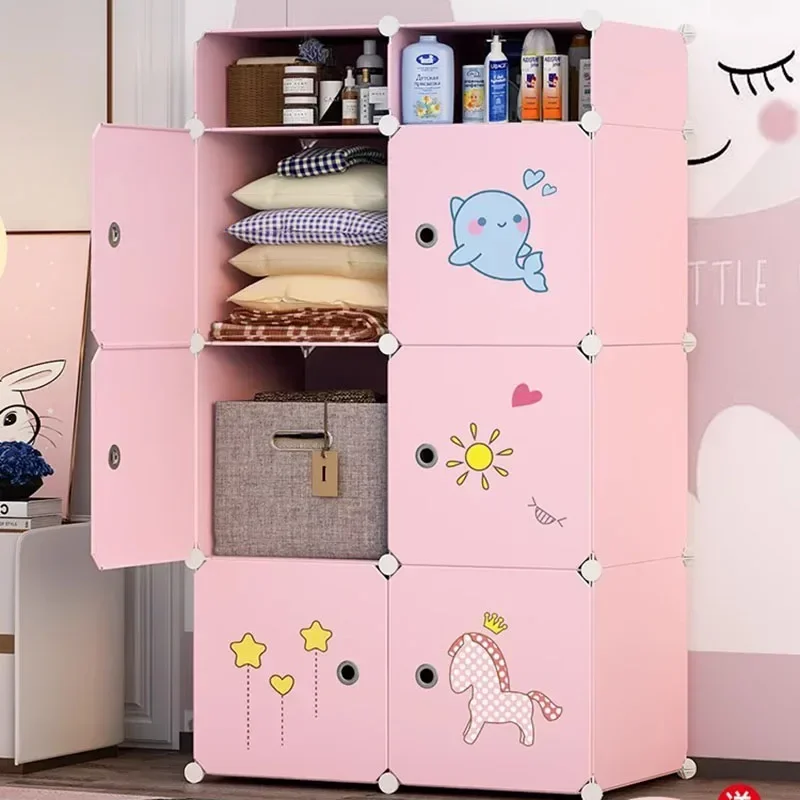 Kids Simple Closet Storage Organizer Bedroom Clothes Partitions Wardrobe Cheap Small Watches Doll Vestidores Home Furniture