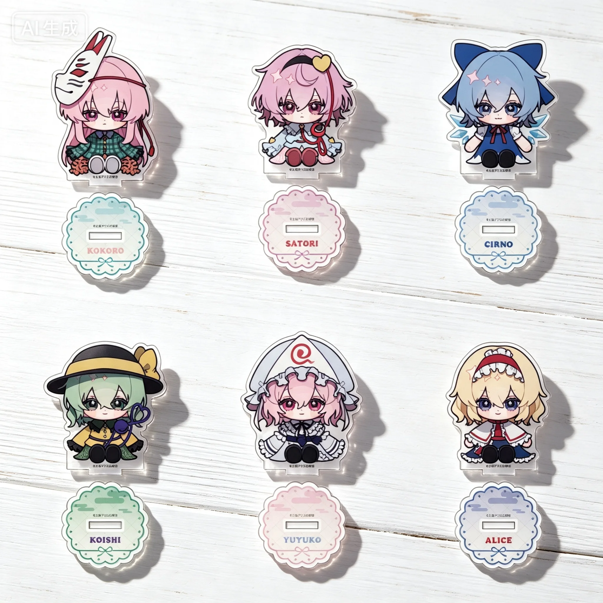 Anime Touhou Project Hata no Kokoro Reimu Hakurei Q-Style Acrylic Stand Model Plate Keychains Desktop Ornament