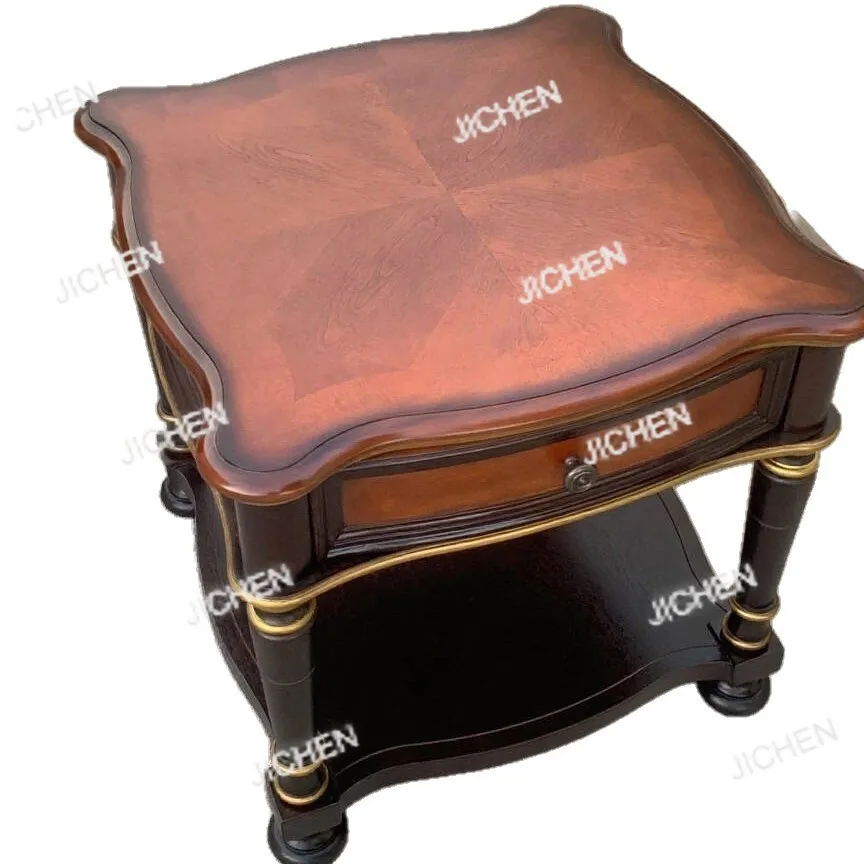 

American retro solid wood old TV cabinet coffee table combination set small apartment home living room TV cabinet