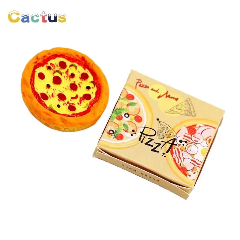 1 Set 1:12 Pizza in miniatura per casa delle bambole con scatola di imballaggio modello cucina cibo Decor giocattolo casa delle bambole accessori bambini finta di giocare giocattoli