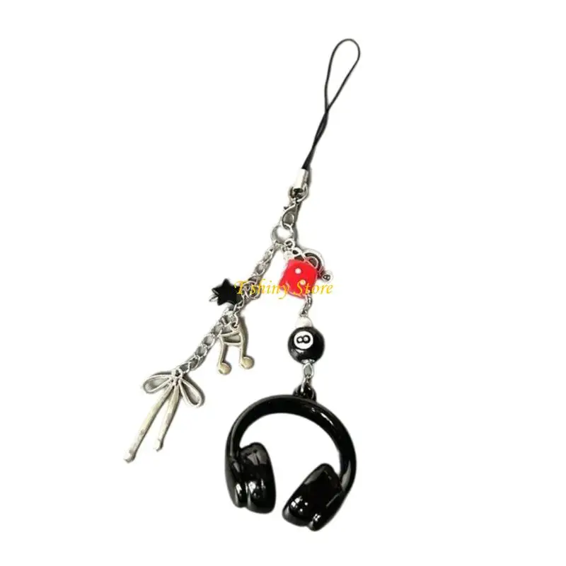 N58F Artistic Bead Phone Lanyard For Earphones Multi Functional Keychain Jewelry Lightweight Portable Accessory