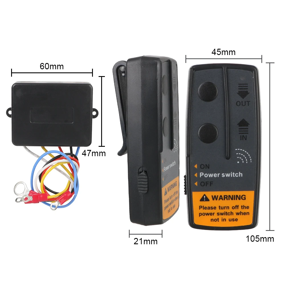 Universal Wireless Remote Control Recovery Kit 72W for Jeep Off-road ATV Trailer Electric Winch Switch Controller 2.4G 12V 24V