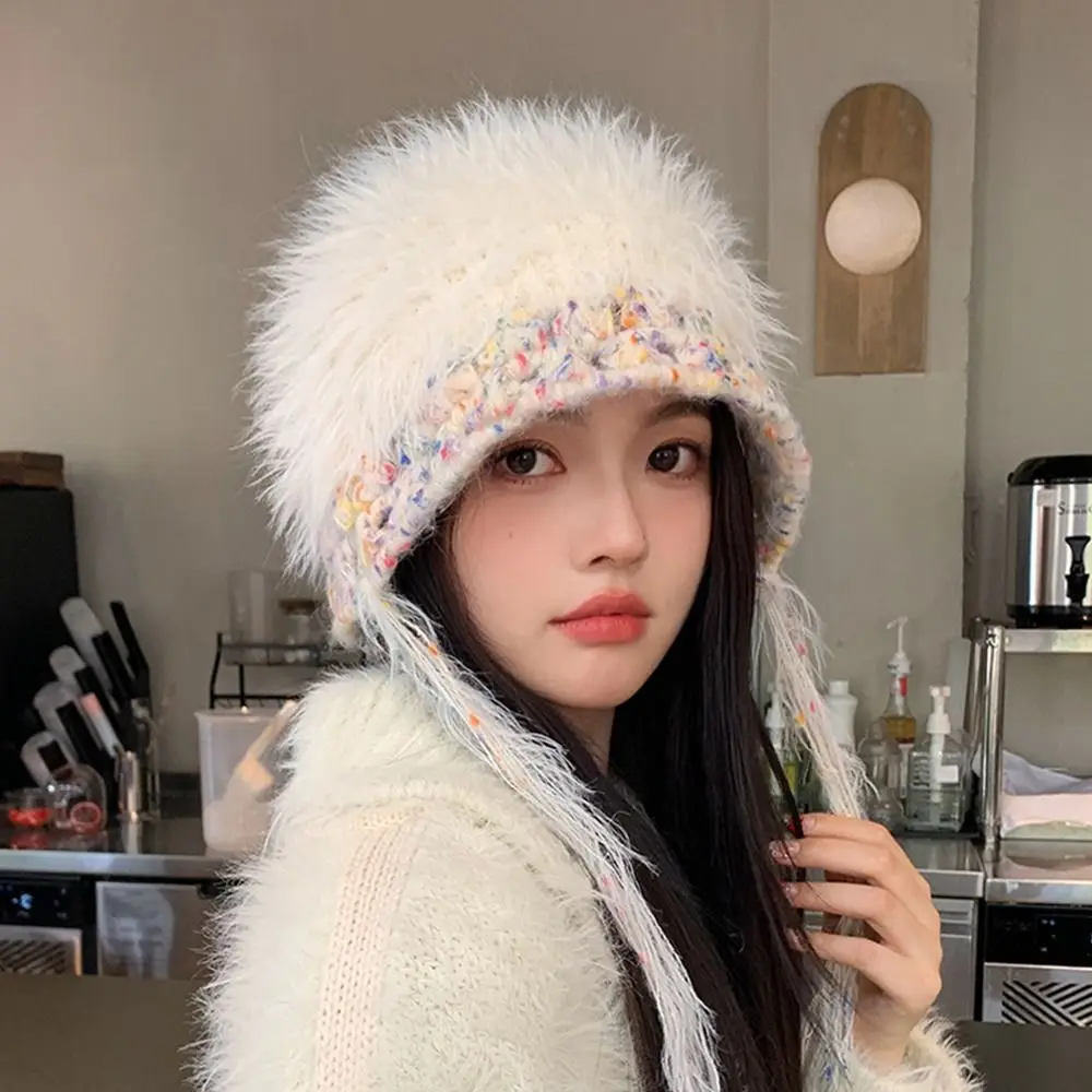 لينة INS نمط البلوز قبعة مختلط اللون الأشرطة سدادات حماية الأذن منفذها القبعات كبير رئيس الباردة مقاومة قبعة النساء الفتيات البكر