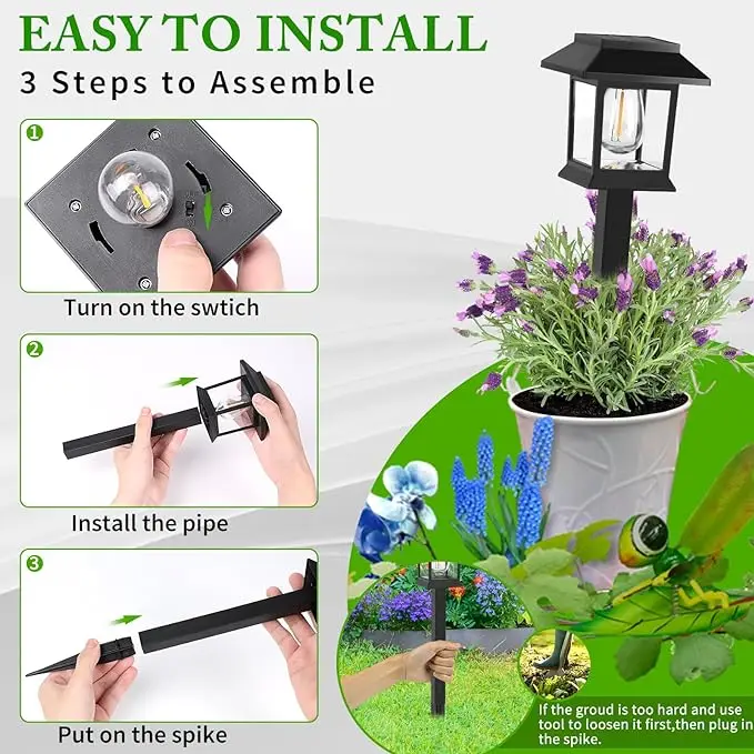 2 pack Outdoor solar lawn light, waterproof landscape garden light, decorative channel light, courtyard, front and rear doors