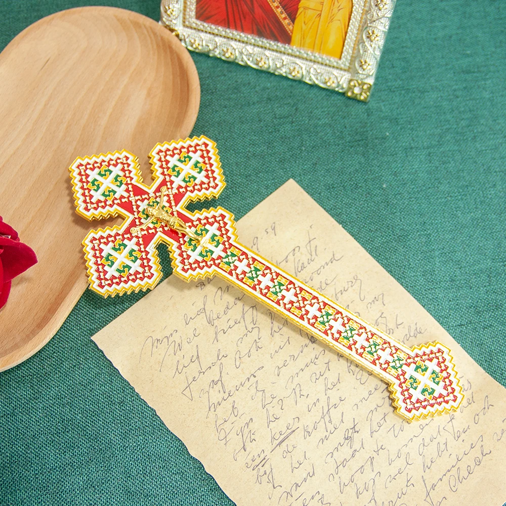 HTISOK الصليب الأرثوذكسي الشرقي البيزنطية نمط الصليب الديني المسيحي زخرفة هدايا للكاهن كنيسة زفاف عيد الفصح